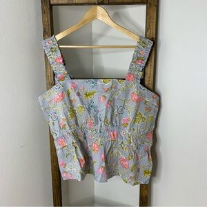 Spartina 449 Daisy Peplum Floral Print Jane Sleeveless Top Size XXL